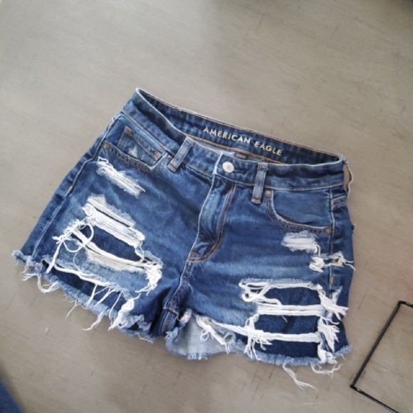 American Eagle Outfitters Pants - American Eagle Outfitters Blue Distressed Jean Shorts
